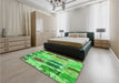 Patterned Emerald Green Rug in a Bedroom, pat2363grn