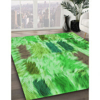 Patterned Emerald Green Rug, pat2363grn