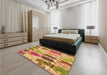 Patterned Red Rug in a Bedroom, pat2363org