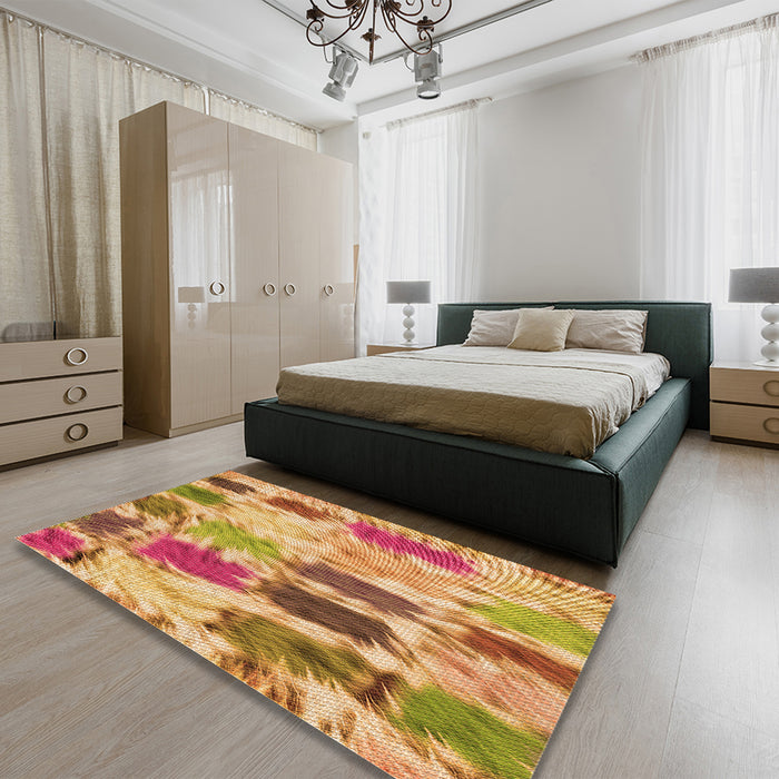 Patterned Red Rug in a Bedroom, pat2363org