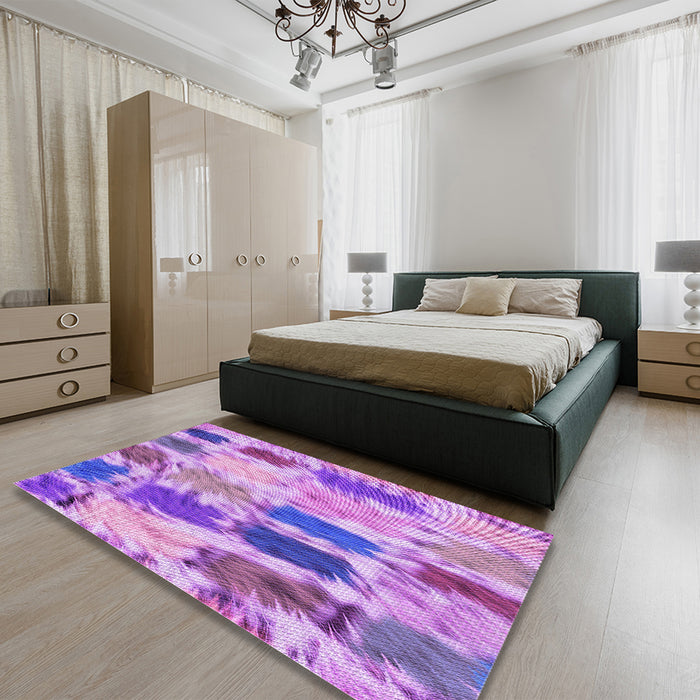Patterned Violet Purple Rug in a Bedroom, pat2363pur