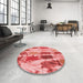 Round Patterned Light Coral Pink Rug in a Office, pat2363rd