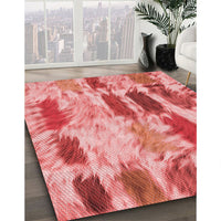 Patterned Light Coral Pink Rug, pat2363rd