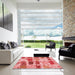 Square Patterned Light Coral Pink Rug in a Living Room, pat2363rd