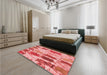 Patterned Light Coral Pink Rug in a Bedroom, pat2363rd