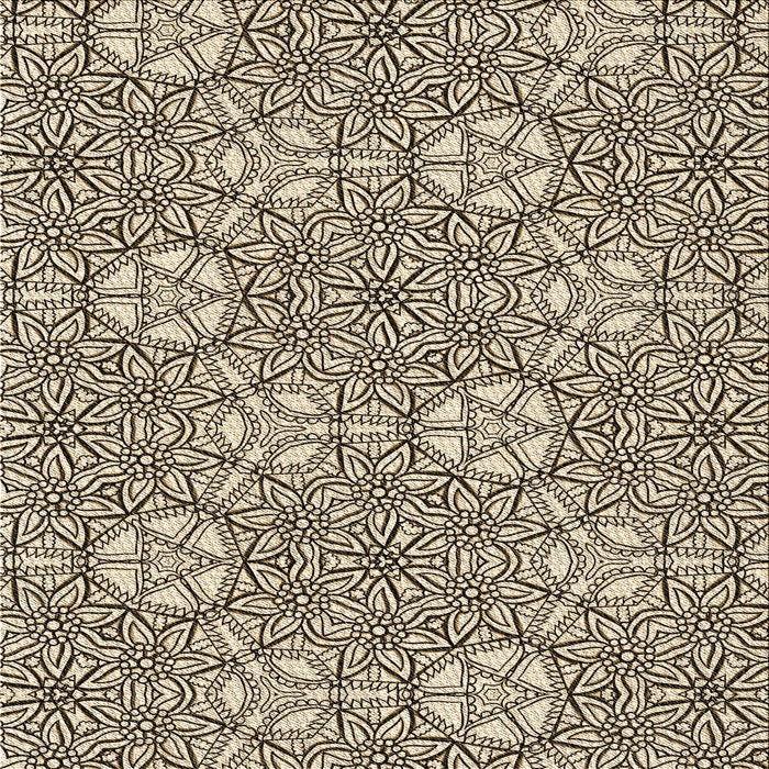 Round Patterned Vanilla Gold Rug, pat2364brn
