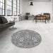 Round Patterned Light Black Rug in a Office, pat2364gry