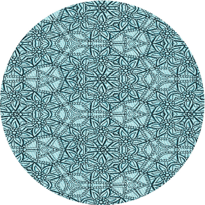 Square Patterned Medium Teal Green Rug, pat2364lblu