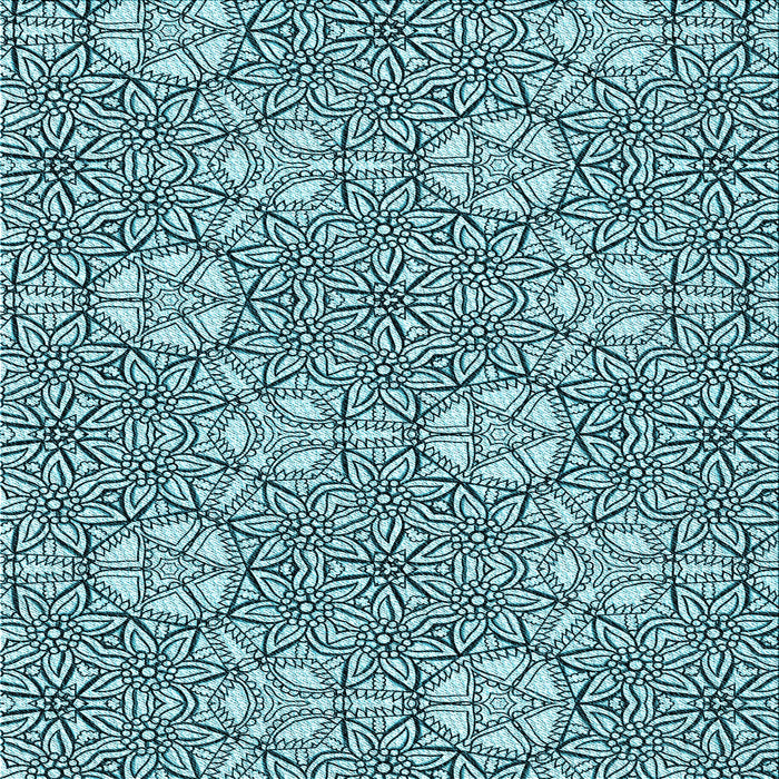 Round Patterned Medium Teal Green Rug, pat2364lblu