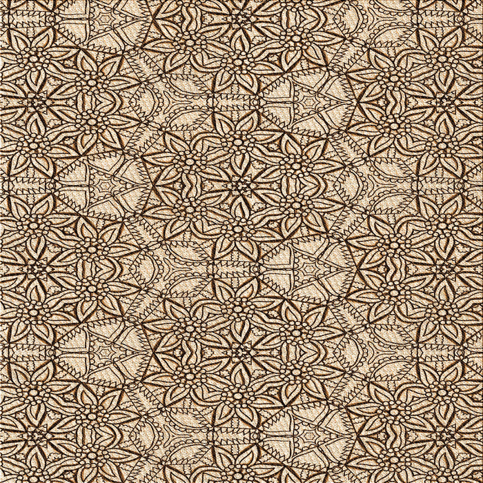 Round Patterned Khaki Gold Rug, pat2364org