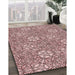 Patterned Pink Rug in Family Room, pat2364rd