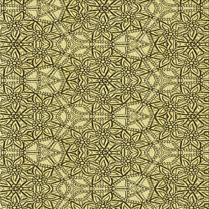 Round Machine Washable Transitional Mustard Yellow Rug, wshpat2364yw