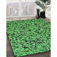 Patterned Deep Emerald Green Rug, pat2365grn