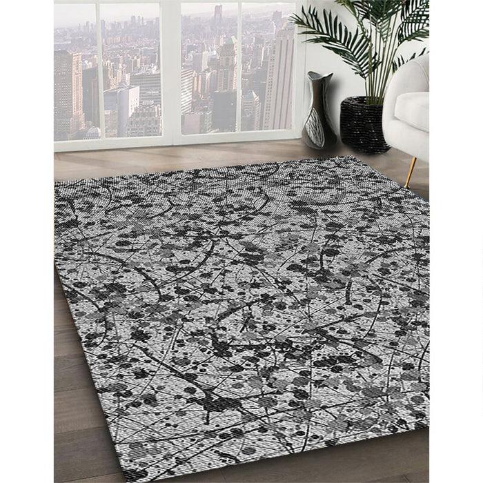 Patterned Cloud Gray Rug in Family Room, pat2365gry