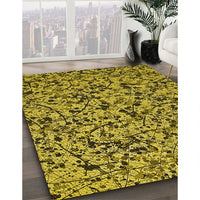 Patterned Deep Yellow Rug, pat2365yw