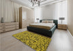 Patterned Deep Yellow Rug in a Bedroom, pat2365yw