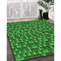 Patterned Deep Emerald Green Rug, pat2366grn