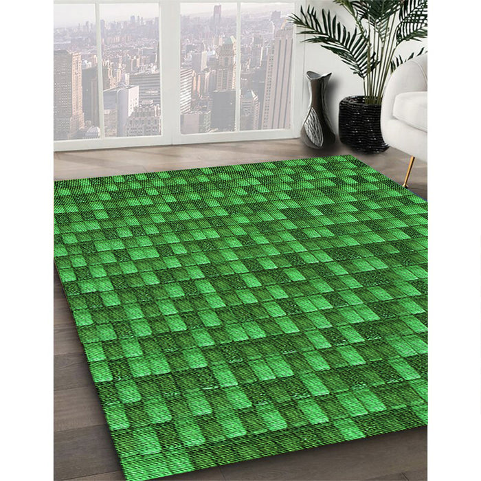 Patterned Deep Emerald Green Rug in Family Room, pat2366grn