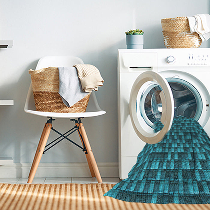 Machine Washable Transitional Dark Turquoise Green Rug in a Washing Machine, wshpat2366lblu