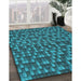 Patterned Dark Turquoise Green Rug in Family Room, pat2366lblu