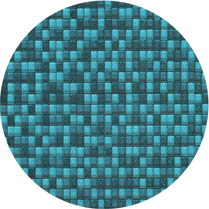 Square Patterned Dark Turquoise Green Rug, pat2366lblu
