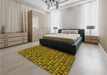 Patterned Dark Bronze Brown Rug in a Bedroom, pat2366yw