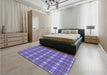 Patterned Slate Blue Rug in a Bedroom, pat2367blu