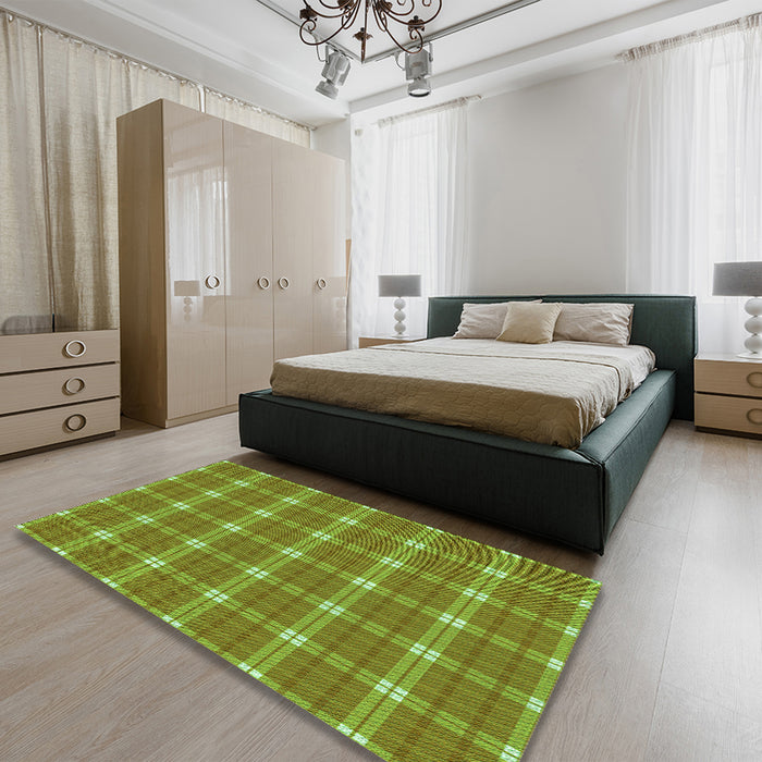 Patterned Pistachio Green Rug in a Bedroom, pat2367grn