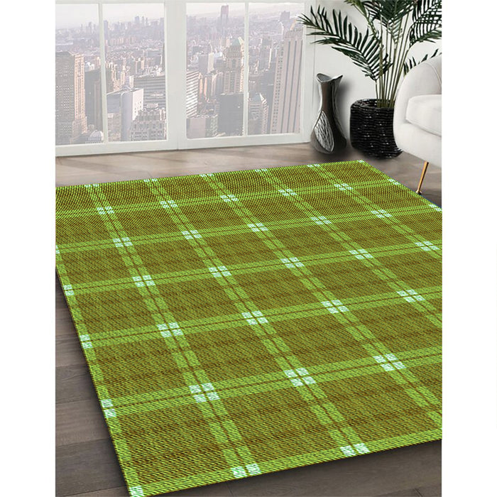 Patterned Pistachio Green Rug in Family Room, pat2367grn
