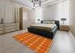 Round Machine Washable Transitional Neon Orange Rug in a Office, wshpat2367yw