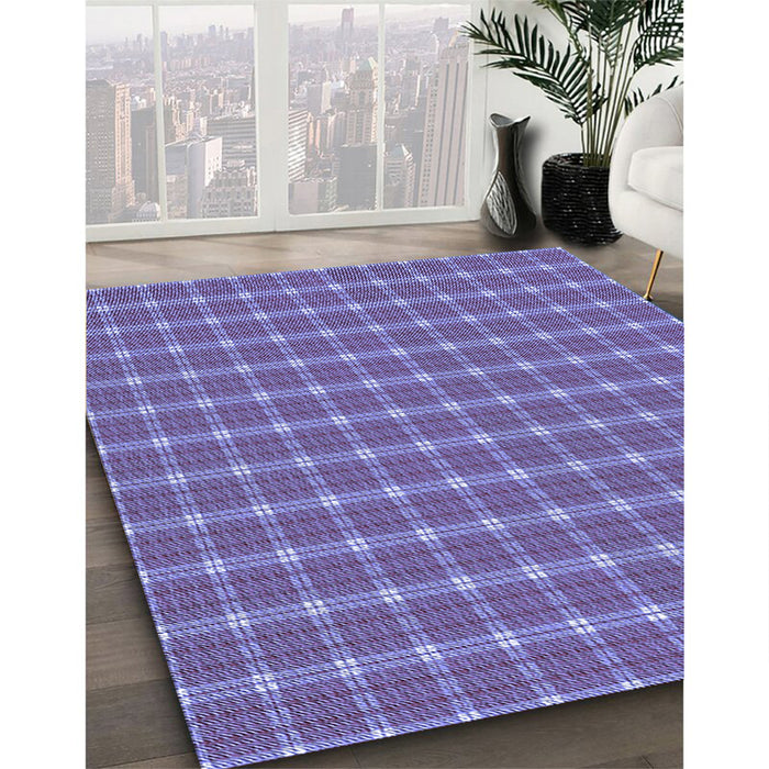 Patterned Slate Blue Rug in Family Room, pat2368blu