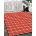 Patterned Bright Orange Rug in Family Room, pat2368org