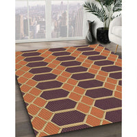 Patterned Brown Red Rug, pat2369brn