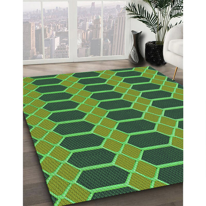 Machine Washable Transitional Medium Forest Green Rug in a Family Room, wshpat2369grn