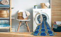 Machine Washable Transitional Azure Blue Rug in a Washing Machine, wshpat2369lblu