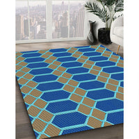 Patterned Azure Blue Rug, pat2369lblu