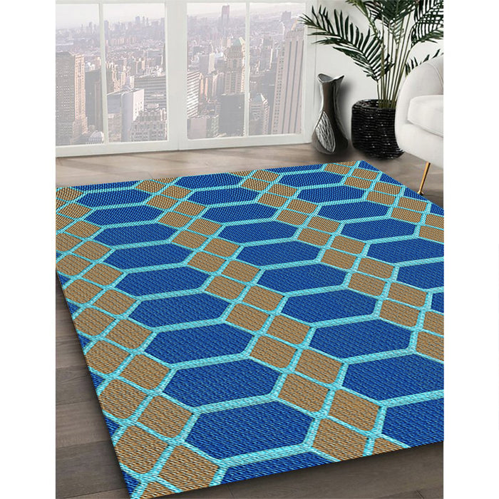 Machine Washable Transitional Azure Blue Rug in a Family Room, wshpat2369lblu