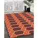 Patterned Red Rug in Family Room, pat2369org