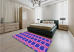 Patterned Purple Daffodil Purple Rug in a Bedroom, pat2369pur