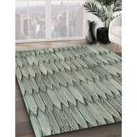 Patterned Dark Olive Green Novelty Rug, pat236