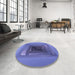 Round Patterned Sky Blue Rug in a Office, pat237blu