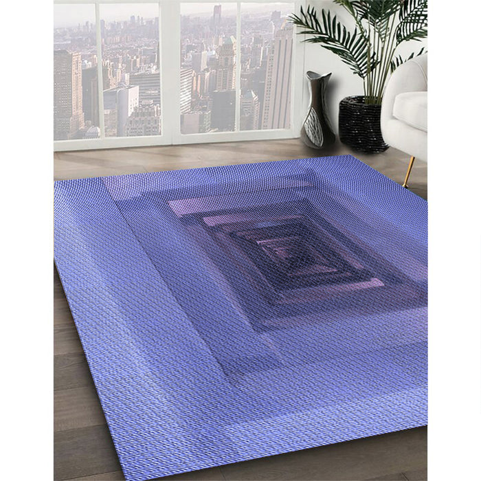 Patterned Sky Blue Rug in Family Room, pat237blu