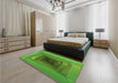 Patterned Green Rug in a Bedroom, pat237grn