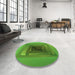 Round Patterned Green Rug in a Office, pat237grn