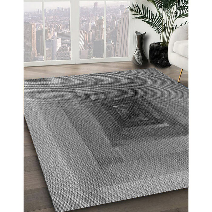 Patterned Gray Rug in Family Room, pat237gry