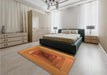 Patterned Neon Orange Rug in a Bedroom, pat237org