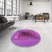 Round Patterned Bright Neon Pink Purple Rug in a Office, pat237pur