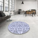 Round Patterned Lavender Blue Rug in a Office, pat2370blu