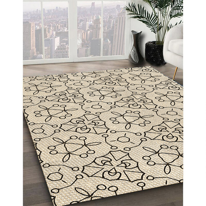 Patterned Moccasin Beige Rug in Family Room, pat2370brn