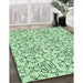 Patterned Mint Green Rug in Family Room, pat2370grn